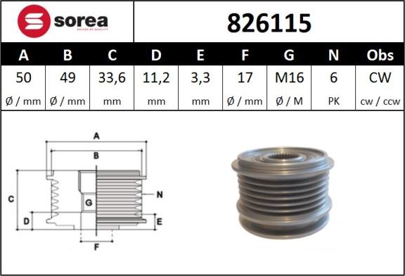 Sera 826115 - Remenica, alternator www.molydon.hr