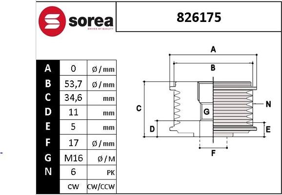 Sera 826175 - Remenica, alternator www.molydon.hr