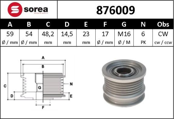 Sera 876009 - Remenica, alternator www.molydon.hr