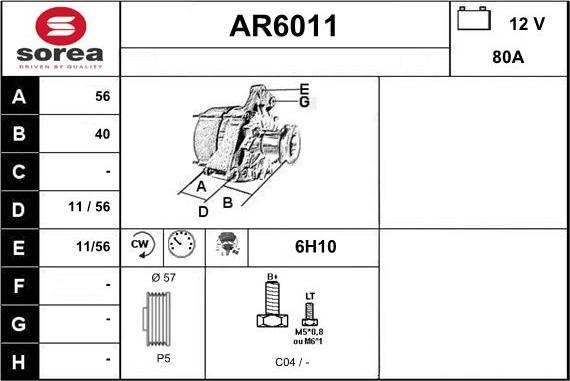 Sera AR6011 - Alternator www.molydon.hr