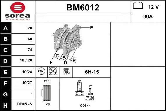 Sera BM6012 - Alternator www.molydon.hr