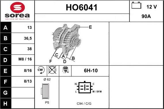 Sera HO6041 - Alternator www.molydon.hr