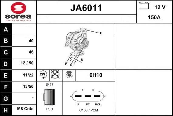 Sera JA6011 - Alternator www.molydon.hr