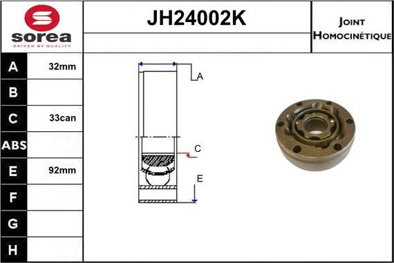 Sera JH24002K - Kardan, Pogonska osovina www.molydon.hr