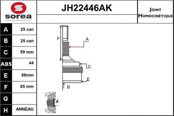 Sera JH22446AK - Kardan, Pogonska osovina www.molydon.hr