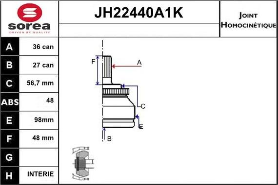 Sera JH22440A1K - Kardan, Pogonska osovina www.molydon.hr