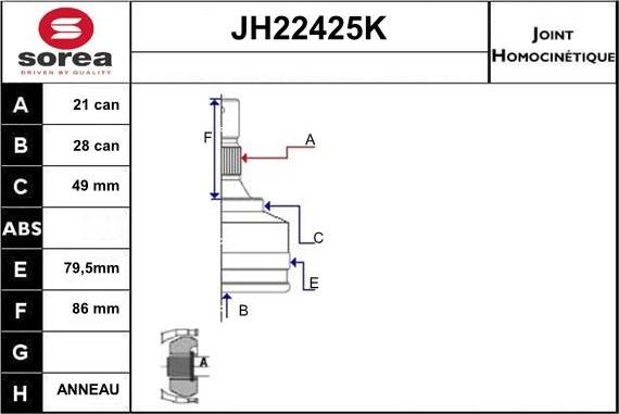 Sera JH22425K - Kardan, Pogonska osovina www.molydon.hr