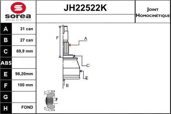 Sera JH22522K - Kardan, Pogonska osovina www.molydon.hr