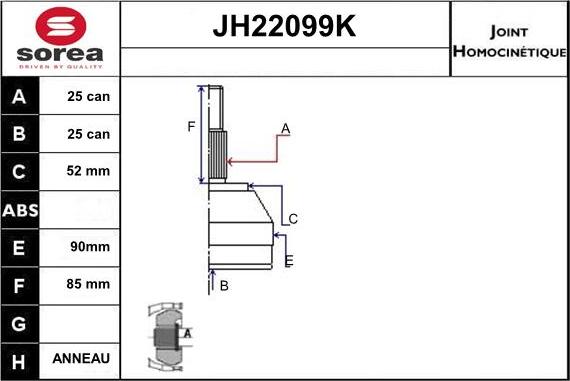 Sera JH22099K - Kardan, Pogonska osovina www.molydon.hr