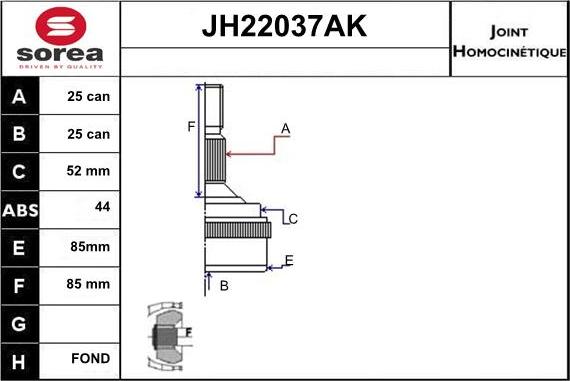 Sera JH22037AK - Kardan, Pogonska osovina www.molydon.hr