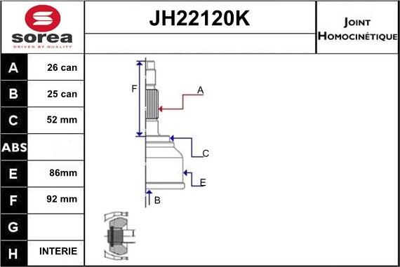 Sera JH22120K - Kardan, Pogonska osovina www.molydon.hr