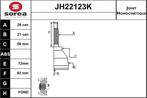 Sera JH22123K - Kardan, Pogonska osovina www.molydon.hr