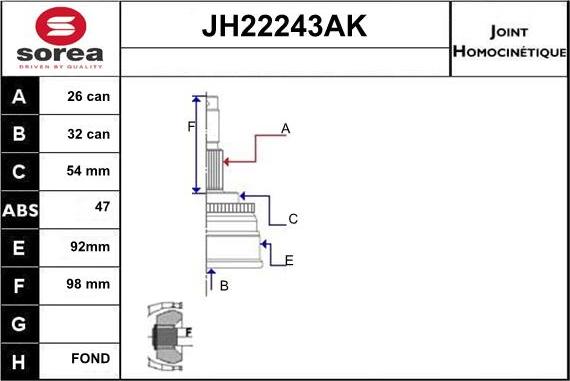 Sera JH22243AK - Kardan, Pogonska osovina www.molydon.hr