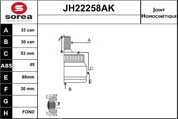 Sera JH22258AK - Kardan, Pogonska osovina www.molydon.hr