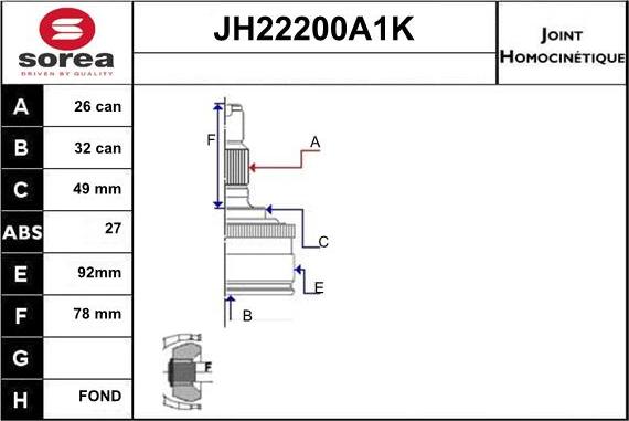 Sera JH22200A1K - Kardan, Pogonska osovina www.molydon.hr