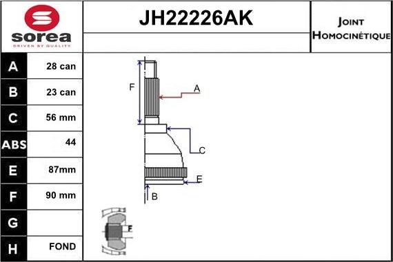 Sera JH22226AK - Kardan, Pogonska osovina www.molydon.hr