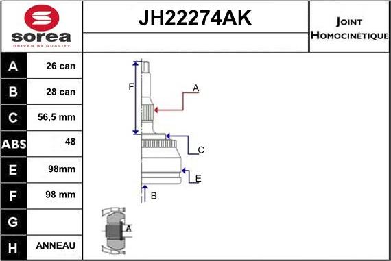 Sera JH22274AK - Kardan, Pogonska osovina www.molydon.hr