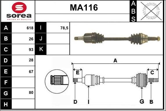 Sera MA116 - Pogonska osovina www.molydon.hr