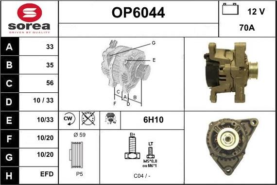 Sera OP6044 - Alternator www.molydon.hr