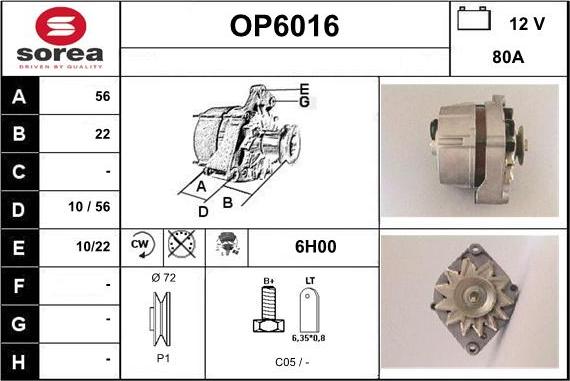 Sera OP6016 - Alternator www.molydon.hr