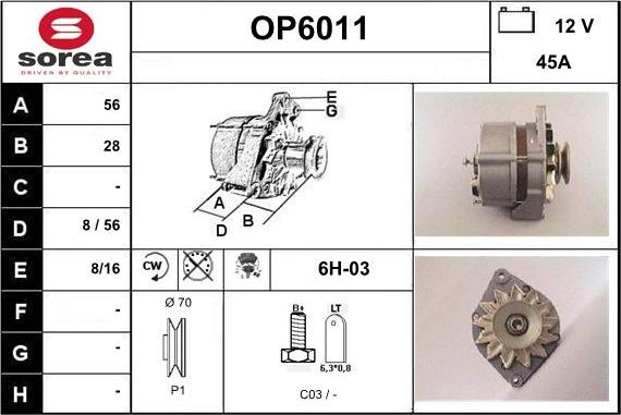 Sera OP6011 - Alternator www.molydon.hr