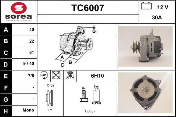 Sera TC6007 - Alternator www.molydon.hr