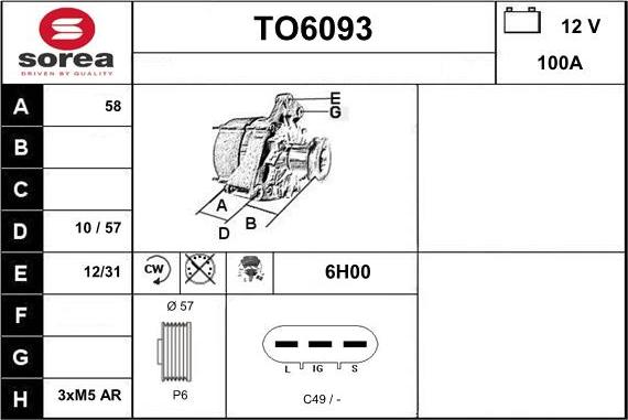 Sera TO6093 - Alternator www.molydon.hr