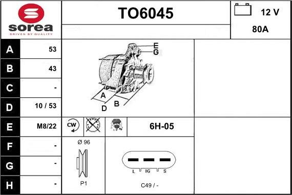 Sera TO6045 - Alternator www.molydon.hr