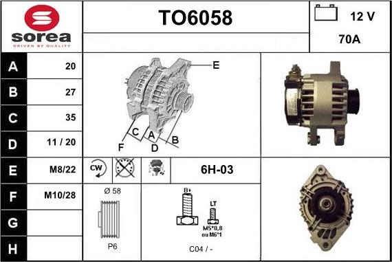 Sera TO6058 - Alternator www.molydon.hr