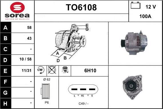 Sera TO6108 - Alternator www.molydon.hr