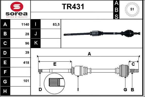 Sera TR431 - Pogonska osovina www.molydon.hr