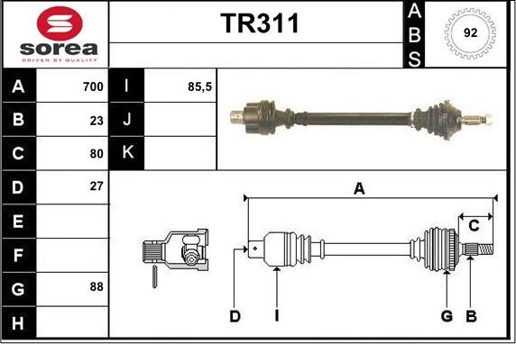 Sera TR311 - Pogonska osovina www.molydon.hr