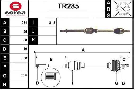 Sera TR285 - Pogonska osovina www.molydon.hr