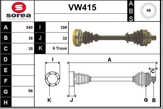 Sera VW415 - Pogonska osovina www.molydon.hr