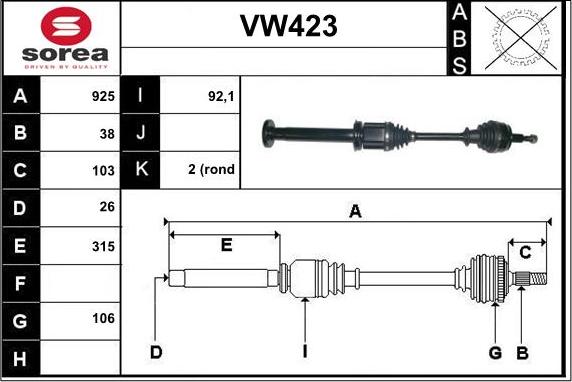 Sera VW423 - Pogonska osovina www.molydon.hr