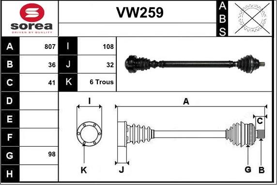 Sera VW259 - Pogonska osovina www.molydon.hr