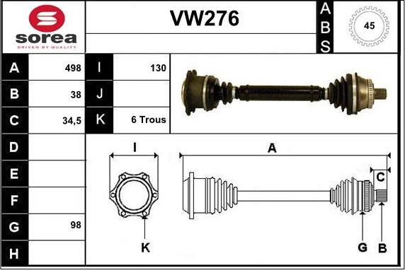 Sera VW276 - Pogonska osovina www.molydon.hr