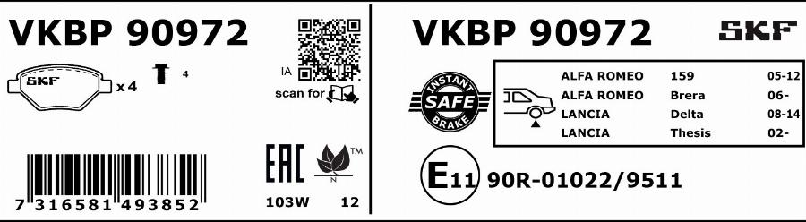 SKF VKBP 90972 - Komplet Pločica, disk-kočnica www.molydon.hr