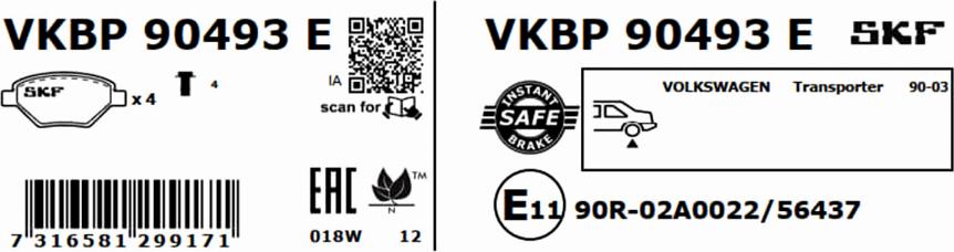 SKF VKBP 90493 E - Komplet Pločica, disk-kočnica www.molydon.hr