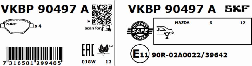 SKF VKBP 90497 A - Komplet Pločica, disk-kočnica www.molydon.hr