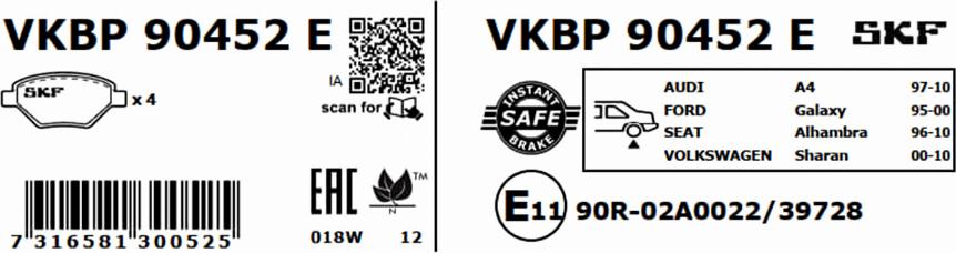 SKF VKBP 90452 E - Komplet Pločica, disk-kočnica www.molydon.hr