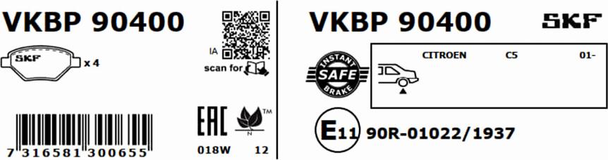 SKF VKBP 90400 - Komplet Pločica, disk-kočnica www.molydon.hr