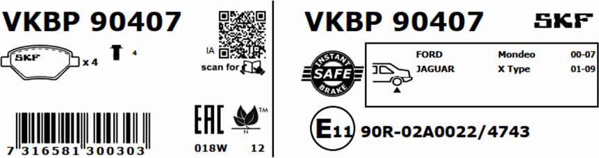 SKF VKBP 90407 - Komplet Pločica, disk-kočnica www.molydon.hr