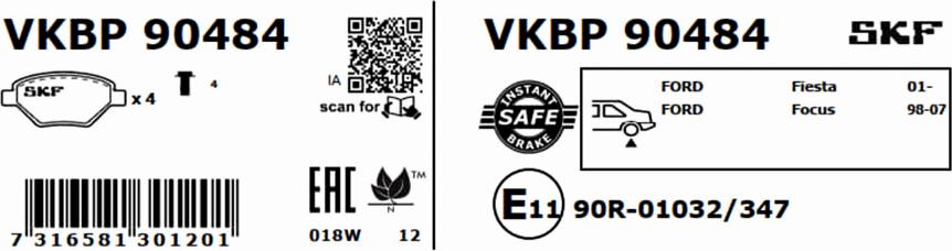 SKF VKBP 90484 - Komplet Pločica, disk-kočnica www.molydon.hr