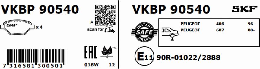 SKF VKBP 90540 - Komplet Pločica, disk-kočnica www.molydon.hr