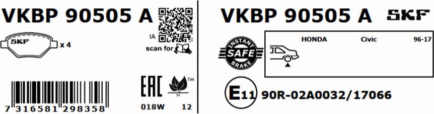 SKF VKBP 90505 A - Komplet Pločica, disk-kočnica www.molydon.hr