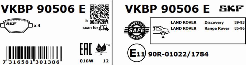 SKF VKBP 90506 E - Komplet Pločica, disk-kočnica www.molydon.hr