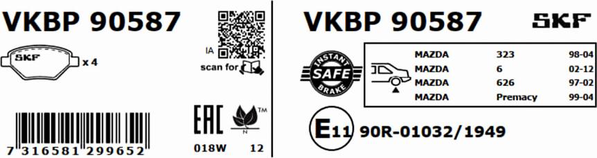 SKF VKBP 90587 - Komplet Pločica, disk-kočnica www.molydon.hr