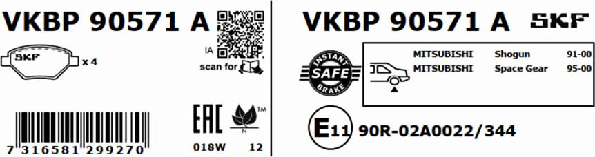 SKF VKBP 90571 A - Komplet Pločica, disk-kočnica www.molydon.hr