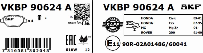 SKF VKBP 90624 A - Komplet Pločica, disk-kočnica www.molydon.hr